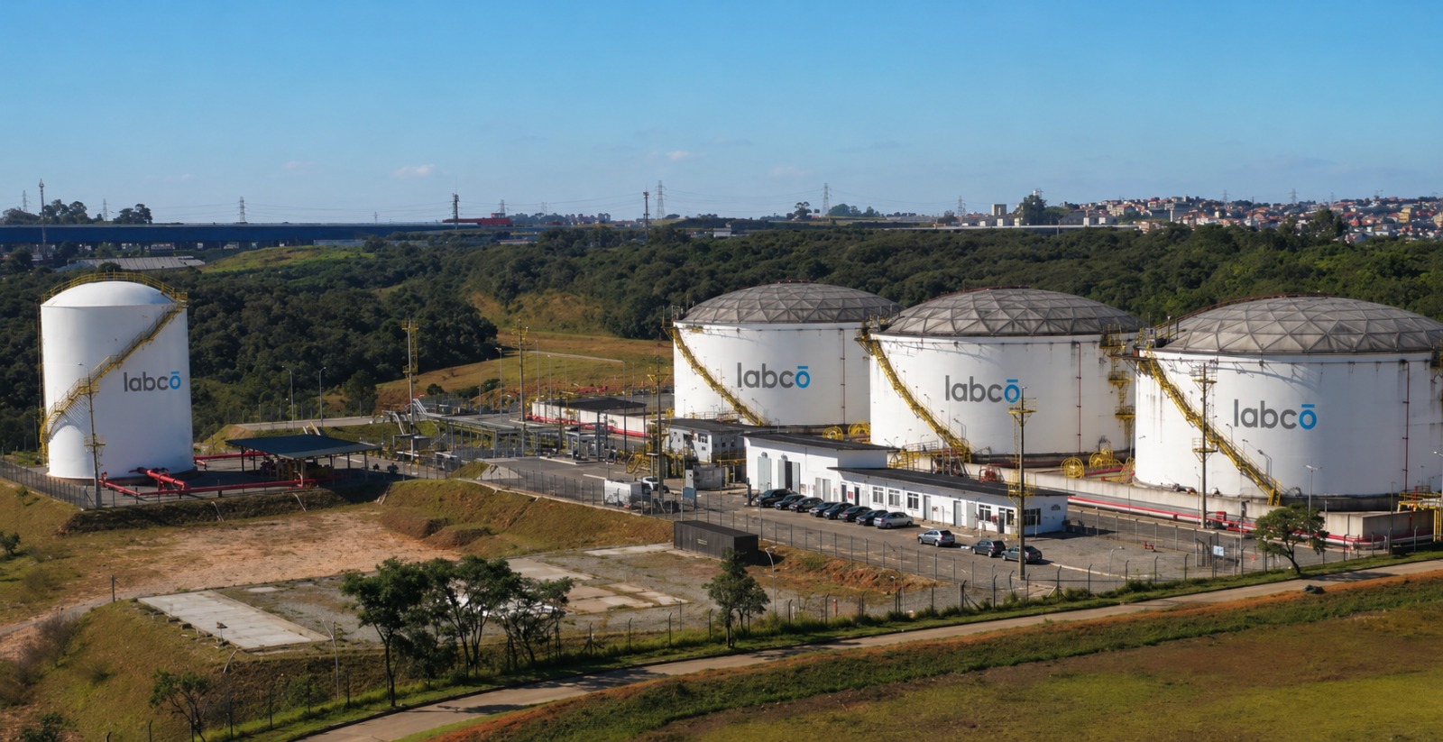 Aerial view of a tank storage terminal